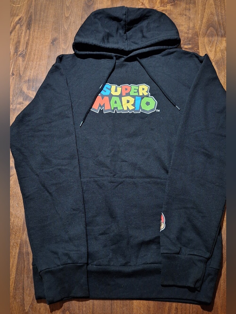 Men's Nintendo Black Super Mario Logo Hoodie Size SMALL